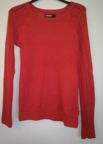 Korallefarbiger strickpulli - korallefarbiger,
